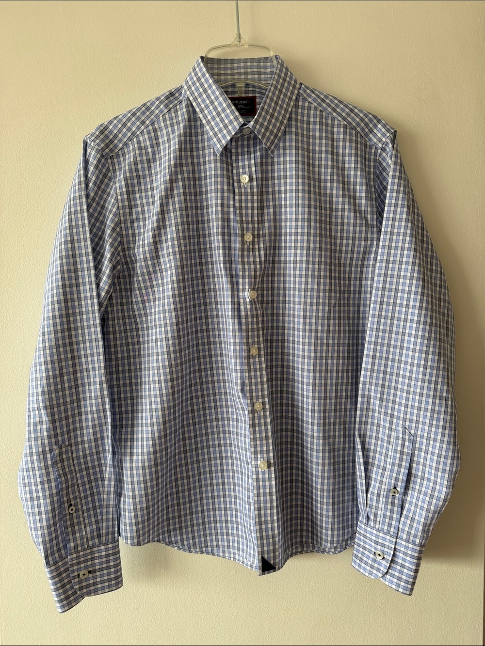 UNTUCKit Durif Wrinkle-Free Blue Check Long Sleeve Button Down Shirt Small